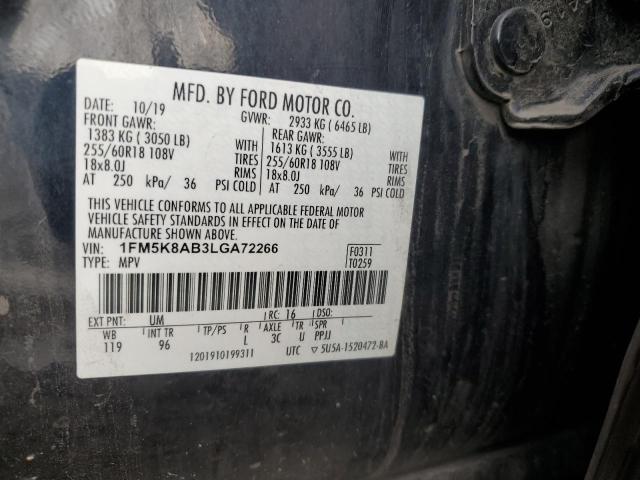 1FM5K8AB3LGA72266 - 2020 FORD EXPLORER POLICE INTERCEPTOR 黑色 照片 13