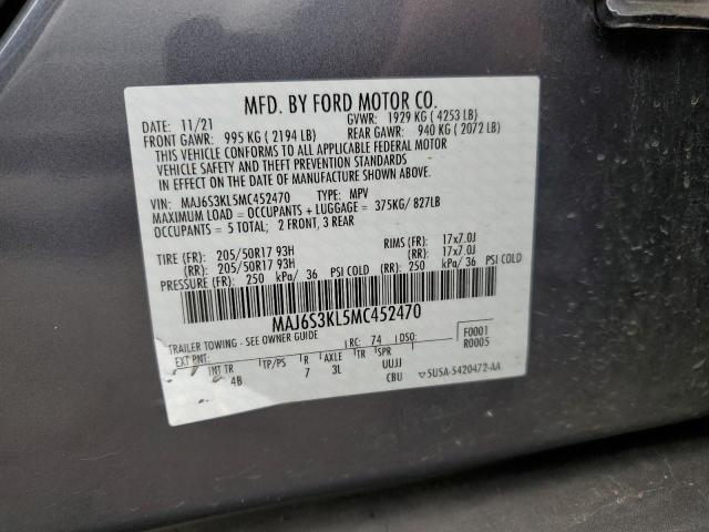 MAJ6S3KL5MC452470 - 2021 FORD ECOSPORT TITANIUM GRAY photo 13