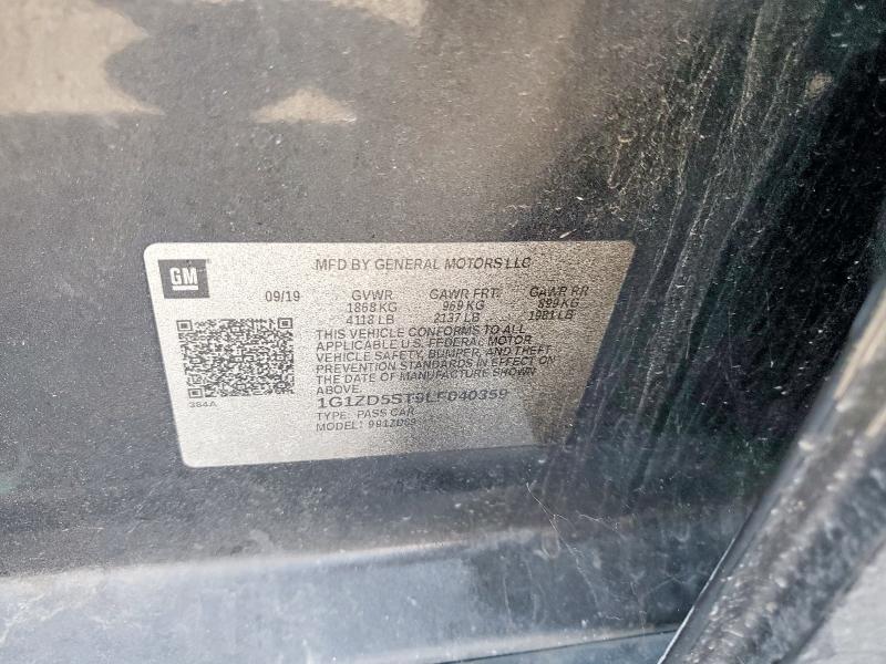 1G1ZD5ST9LF040359 - 2020 CHEVROLET MALIBU LT BLACK photo 12