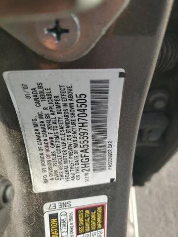 2HGFA55597H704505 - 2007 HONDA CIVIC SI SILVER photo 12