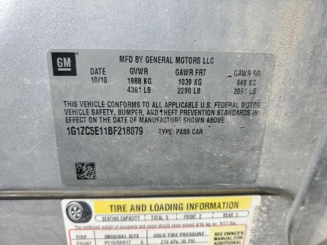 1G1ZC5E11BF218079 - 2011 CHEVROLET MALIBU 1LT SILVER photo 12
