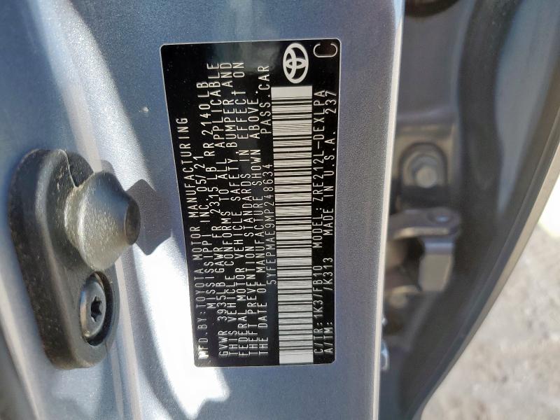 5YFEPMAE9MP248634 - 2021 TOYOTA COROLLA LE GRAY photo 12