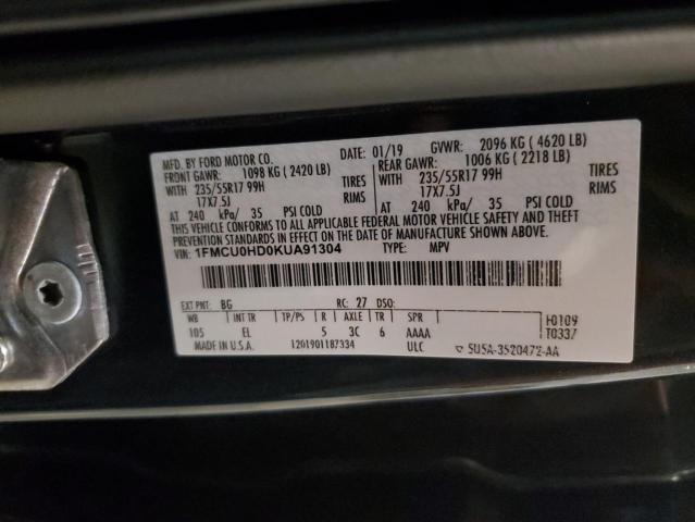 1FMCU0HD0KUA91304 - 2019 FORD ESCAPE SEL BLUE photo 14