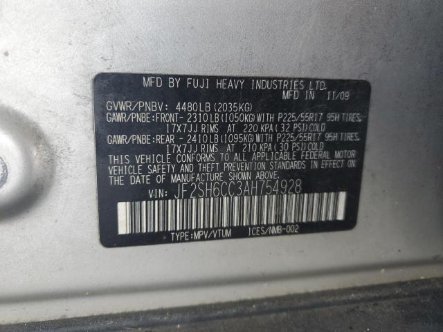 JF2SH6CC3AH754928 - 2010 SUBARU FORESTER 2.5X PREMIUM SILVER photo 12