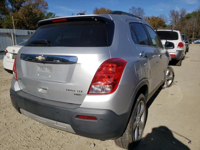 3GNCJRSB8GL262558 - 2016 CHEVROLET TRAX LTZ SILVER photo 4