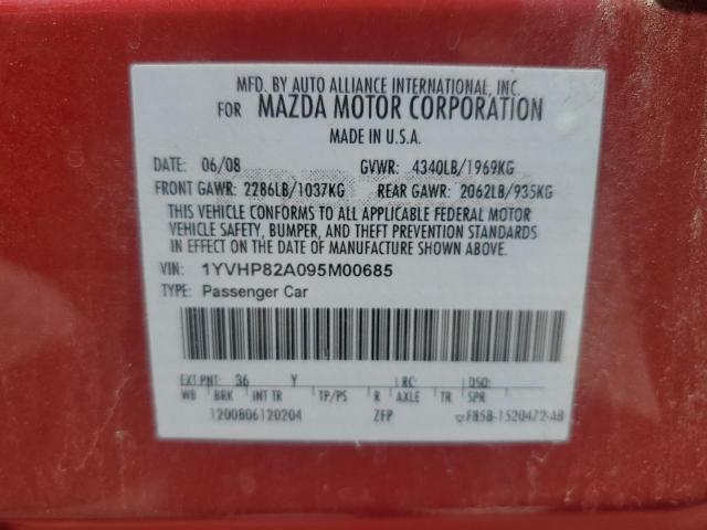 1YVHP82A095M00685 - 2009 MAZDA 6 I წითელი ფოტო 13