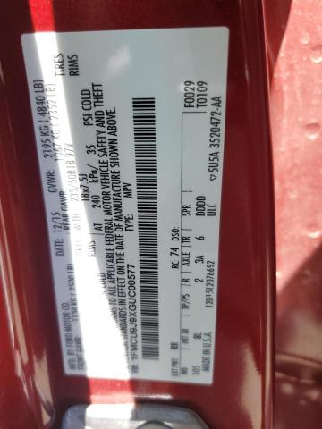 1FMCU9J9XGUC00577 - 2016 FORD ESCAPE TITANIUM BURGUNDY photo 13