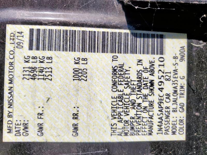 1N4AA5AP9EC495210 - 2014 NISSAN MAXIMA S PURPLE photo 12