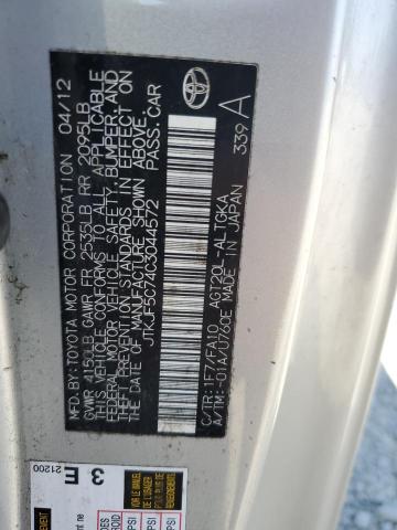 JTKJF5C74C3044572 - 2012 TOYOTA SCION TC Gümüş foto 12