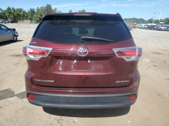 5TDJKRFH2GS259385 - 2016 TOYOTA HIGHLANDER XLE Bordo foto 6