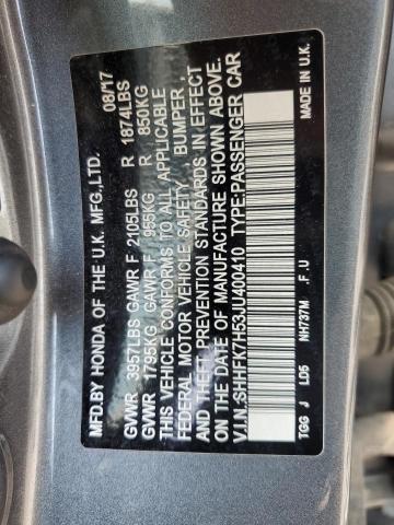 SHHFK7H53JU400410 - 2018 HONDA CIVIC EX GRAY photo 12