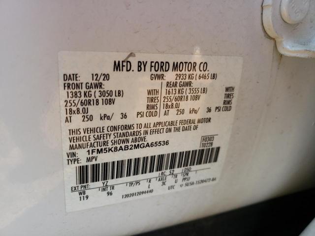 1FM5K8AB2MGA65536 - 2021 FORD EXPLORER POLICE INTERCEPTOR 白色 照片 14