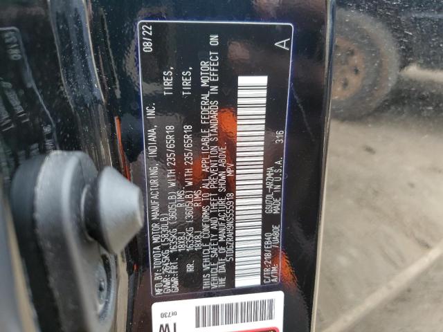 5TDGZRAH9NS555918 - 2022 TOYOTA HIGHLANDER XLE BLACK photo 13