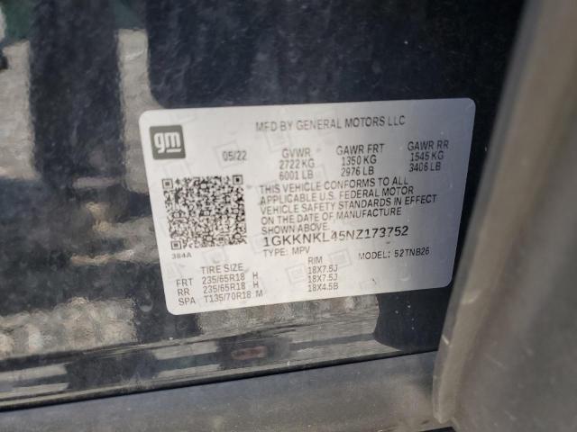 1GKKNKL45NZ173752 - 2022 GMC ACADIA SLE BLACK photo 13