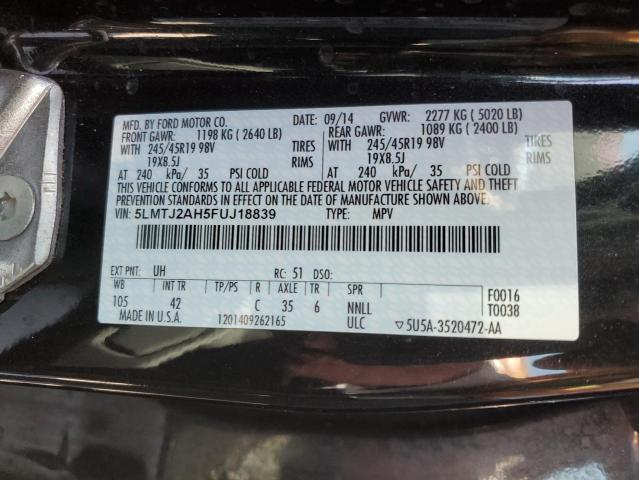 5LMTJ2AH5FUJ18839 - 2015 LINCOLN MKC BLACK photo 12