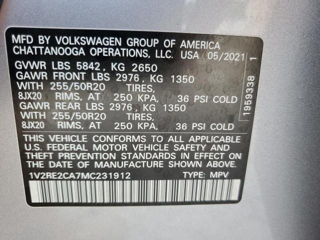 1V2RE2CA7MC231912 - 2021 VOLKSWAGEN ATLAS CROS SE ვერცხლისფერი ფოტო 14