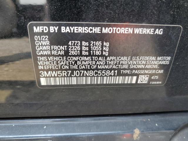 3MW5R7J07N8C55841 - 2022 BMW 330XI BLACK photo 13