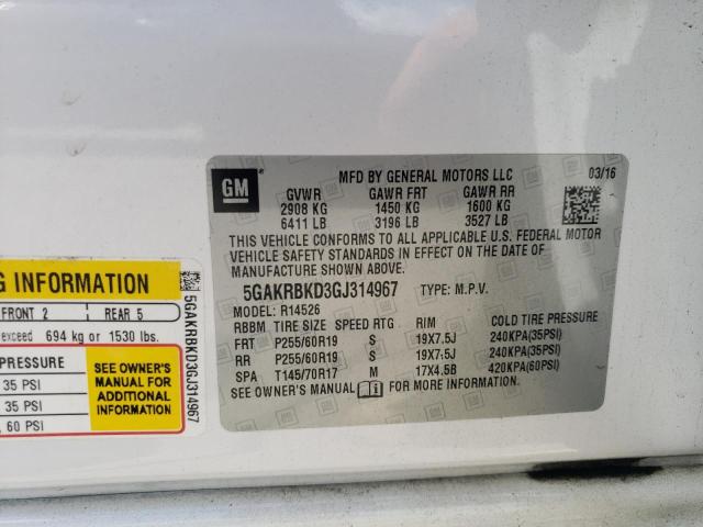 5GAKRBKD3GJ314967 - 2016 BUICK ENCLAVE თეთრი ფოტო 14