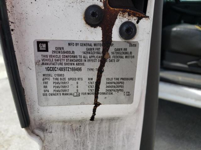 1GCEC14X97Z169496 - 2007 CHEVROLET SILVERADO C1500 CLASSIC WHITE photo 10