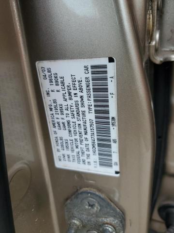 1HGCM56477A157507 - 2007 HONDA ACCORD LX GOLD photo 12