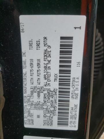 5TFRM5F16HX118453 - 2017 TOYOTA TUNDRA DOUBLE CAB SR/SR5 BLACK photo 12