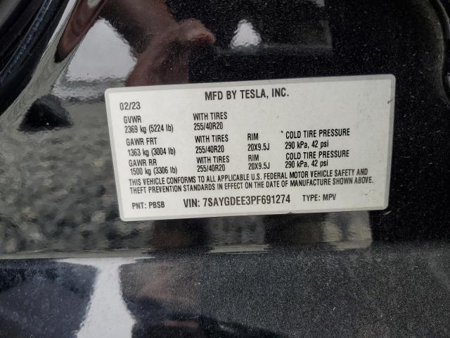 7SAYGDEE3PF691274 - 2023 TESLA MODEL Y Negro foto 13