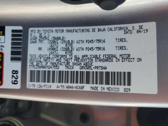 3TMCZ5AN8KM247552 - 2019 TOYOTA TACOMA DOUBLE CAB SILVER photo 14