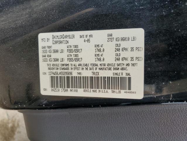 1D7HW58J45S295696 - 2005 DODGE DAKOTA QUAD LARAMIE BLACK photo 13