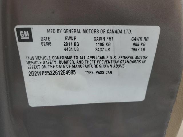 2G2WP552261254985 - 2006 PONTIAC GRAND PRIX 棕色 照片 12