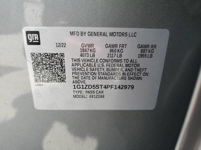 1G1ZD5ST4PF142979 - 2023 CHEVROLET MALIBU LT GRAY photo 12