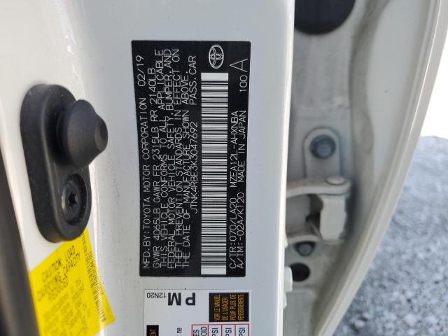 JTNK4RBE3K3047692 - 2019 TOYOTA COROLLA SE 白色 照片 12