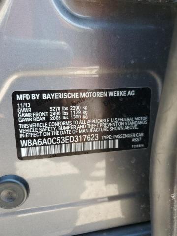 WBA6A0C53ED317623 - 2014 BMW 640 I GRAN COUPE GRAY photo 12