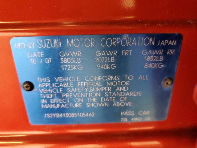 JS2YB413085105462 - 2008 SUZUKI SX4 BASE ORANGE photo 12