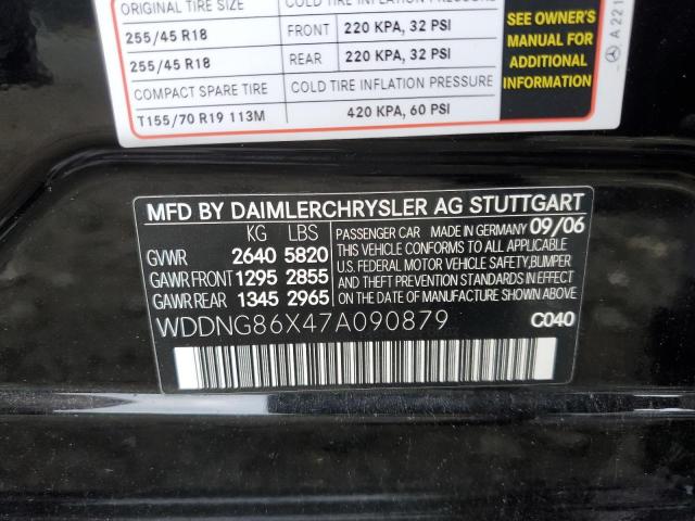 WDDNG86X47A090879 - 2007 MERCEDES-BENZ S 550 4MATIC BLACK photo 12