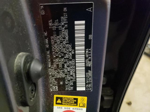 5TDJKRFH2ES019363 - 2014 TOYOTA HIGHLANDER XLE Boz foto 12