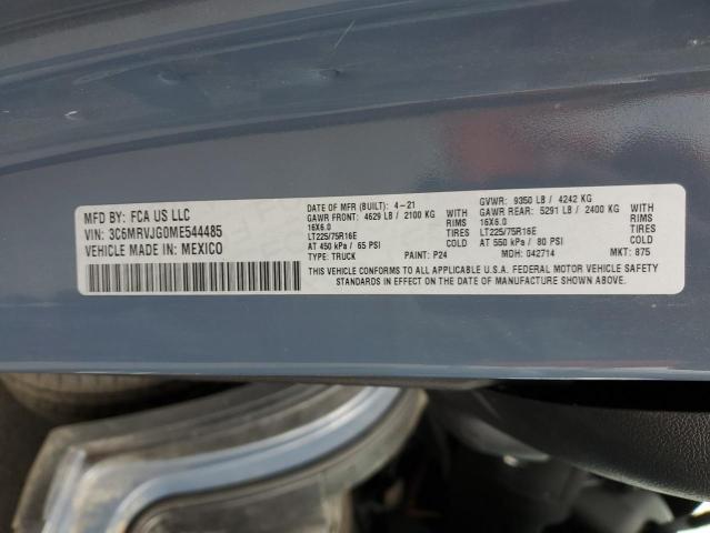 3C6MRVJG0ME544485 - 2021 RAM PROMASTER 3500 HIGH ლურჯი ფოტო 13