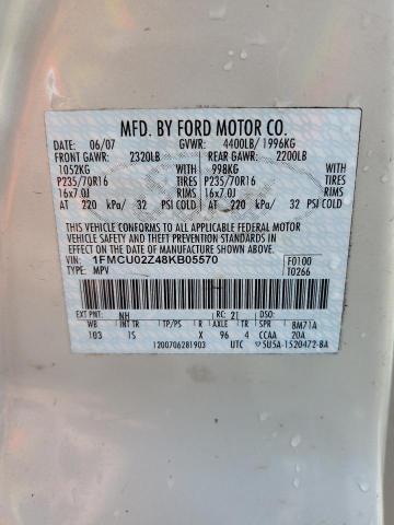 1FMCU02Z48KB05570 - 2008 FORD ESCAPE XLS CREAM photo 13