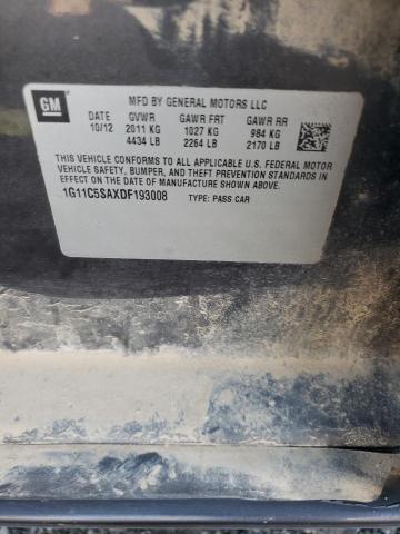 1G11C5SAXDF193008 - 2013 CHEVROLET MALIBU 1LT 灰色 照片 12