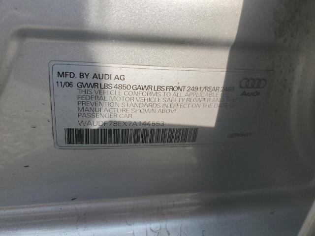 WAUDF78EX7A144553 - 2007 AUDI A4 2.0T QUATTRO SILVER photo 13