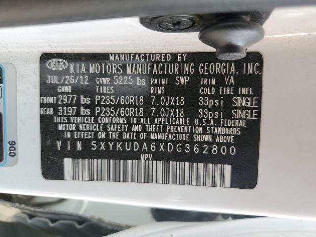 5XYKUDA6XDG362800 - 2013 KIA SORENTO EX Ağ foto 13