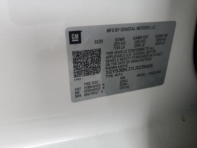 1GYS3BKJ7LR235426 - 2020 CADILLAC ESCALADE LUXURY Biały zdjęcie 13