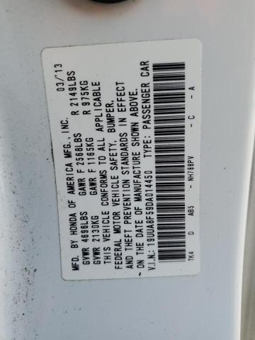 19UUA8F59DA014450 - 2013 ACURA TL TECH WHITE photo 12