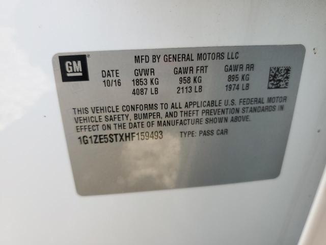 1G1ZE5STXHF159493 - 2017 CHEVROLET MALIBU LT WHITE photo 12