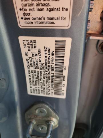 5J6RE4H79BL111627 - 2011 HONDA CR-V EXL BLUE photo 13