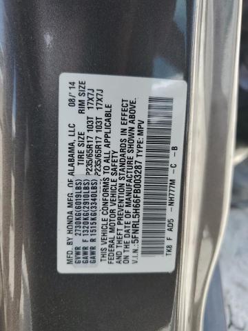 5FNRL5H66FB003287 - 2015 HONDA ODYSSEY EXL GRAY photo 13