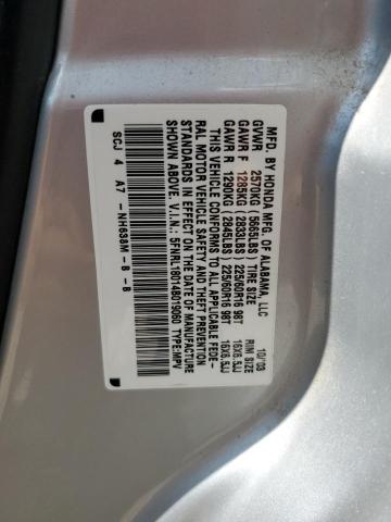5FNRL18014B019060 - 2004 HONDA ODYSSEY EXL SILVER photo 13