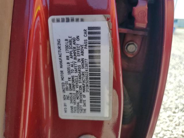 1Y1SK52882Z413877 - 2002 CHEVROLET GEO PRIZM BASE RED photo 12