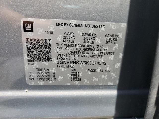 1GNERHKW6KJ174543 - 2019 CHEVROLET TRAVERSE LT Marrón foto 14