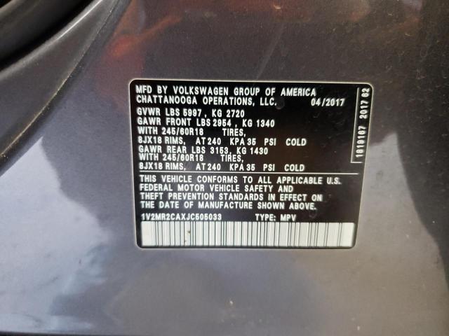 1V2MR2CAXJC505033 - 2018 VOLKSWAGEN ATLAS SEL GRAY photo 14