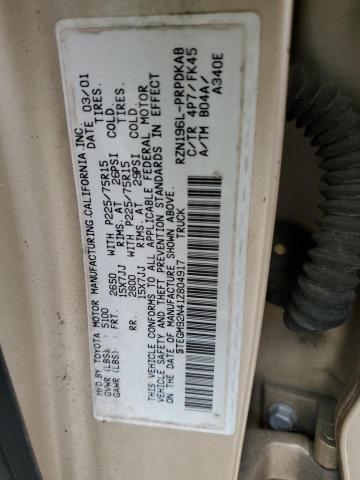 5TEGM92N41Z804917 - 2001 TOYOTA TACOMA DOUBLE CAB PRERUNNER TAN photo 12